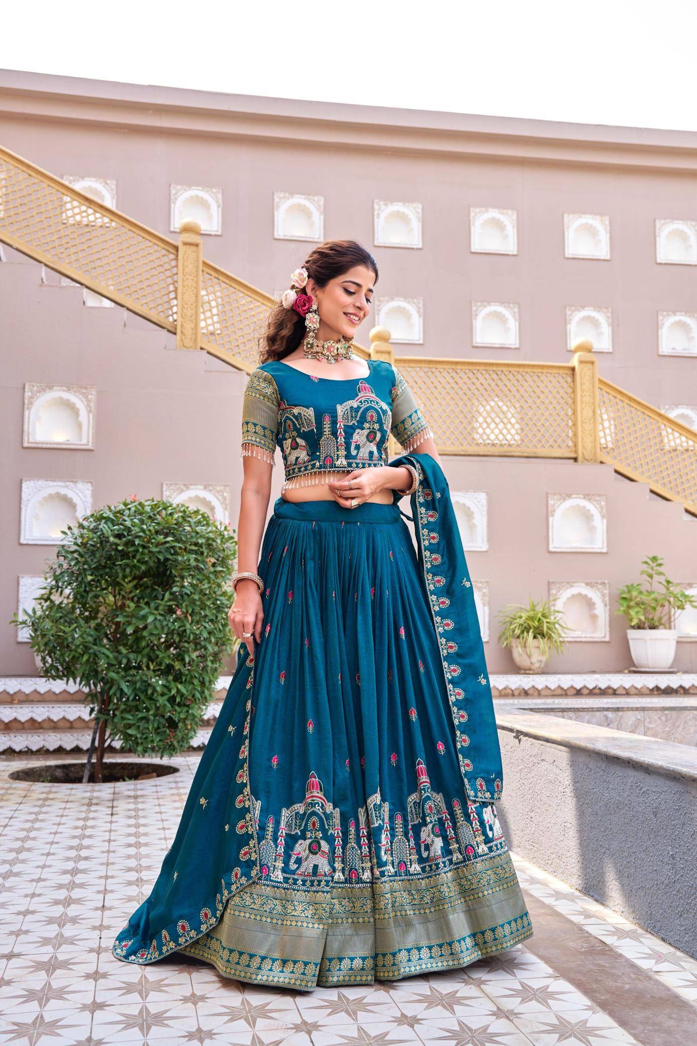 SP 73 Crep Blue High-quality lehenga choli manufacturer in Surat